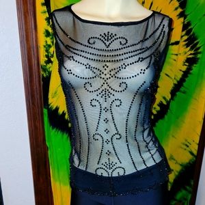 Mesh Rhinestone tank